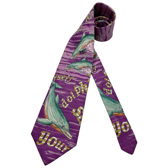 GIORGIO REDAELLI Purple Dolphin Silk LUXURY Tie ITALY - Picture 1 of 4
